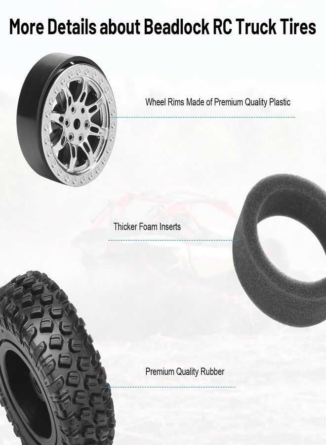 daitoku 1/12 RC Car Tires and Wheels, daitoku RC Rubber Tires for 1/12 WPL B14 B24 C14 C24 MN D90 D91 D96 D99 - Style B (Silver) - Image 2